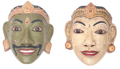 Lot 242 pair male female indonesian dance masks