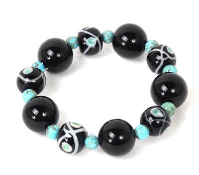 Lot 151 beautiful millefiori glass turquoise bead bracelet