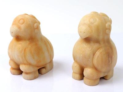 Lot 319 pair of chinese hardstone carved birds