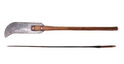 Lot 32 bill hook axe massai spear head