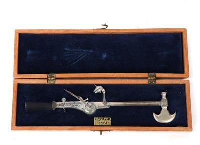 Lot 112 miniature battle axe wheellock combination gun