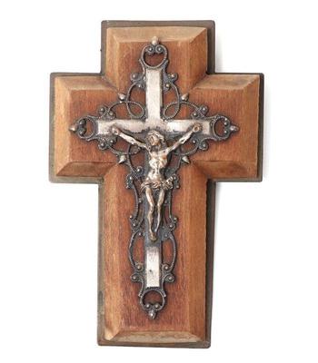 Lot 204 silver crucifix mounted on cross