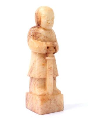 Lot 325 chinese hardstone standing guardian