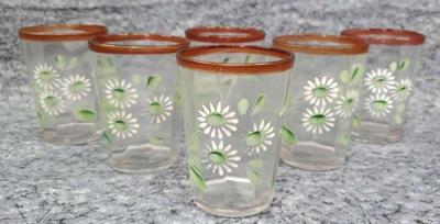 Mid century hand painted daisy glassware