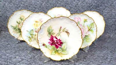 Gilded floral french china cake plates