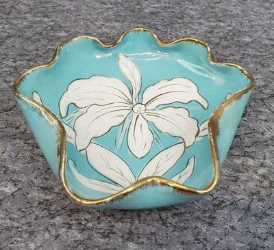 Vintage italian gold trim lock pottery bowl