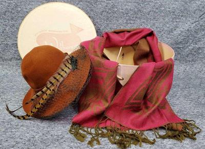 Women s wool feathered hat, celtic design wool pashmina
