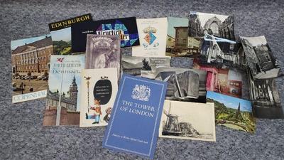 European travel brochures postcards