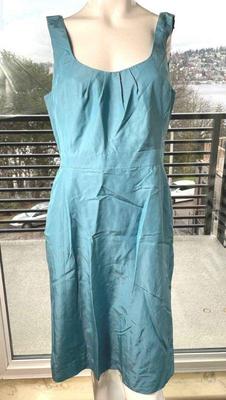 Glint Dusty Turquoise Silk/Cotton Blend Lined Sleeveless Dress * 16
