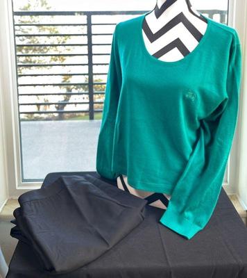 Burberry Brit Green Ladies Cashmere Sweater Size L * Lafayette 148 Lined Trousers * 14
