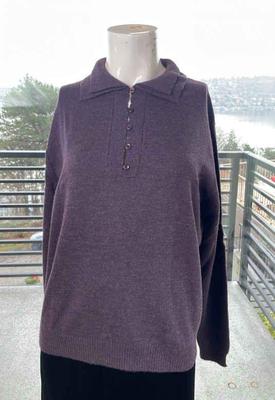 Pendleton Wool Ladies Sweater * Dusty Purple Double Collar * Size L
