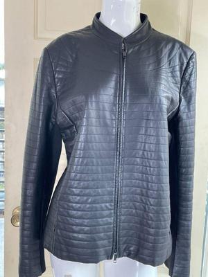 Lafayette 148 Black Leather Zippered Jacket * Size 16
