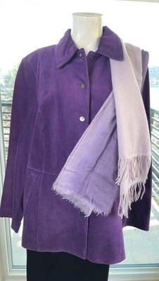 Bernardo Purple Suede Jacket 1X * Cashmere Nordstrom Scarf * Eileen Fischer Scarf
