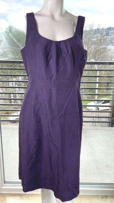 Glint Dark Purple Cotton/Silk Blend Lined Sleeveless Dress * 16
