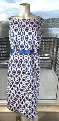 Jessica Howard Cotton Lined Sleeveless Dress * Blue/White Print * 14
