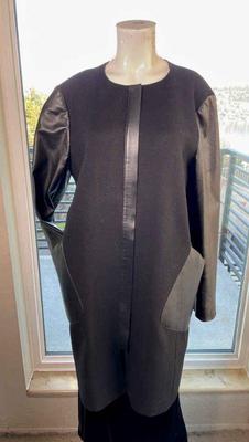 Ladies Lafayette 148 Leather / Wool Long Coat * XL

