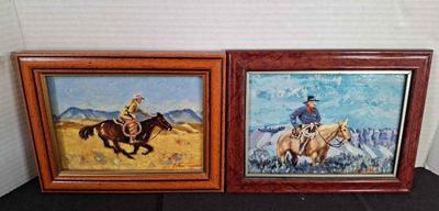 2 Signed Original Charley J Van Troba Oil Paintings * "Dinner Bell" 1998 * "Up On The Rim" Feb '98
