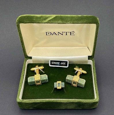 Dante Boxed Jade Cufflinks * Tie Tack
