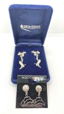 Sale Photo Thumbnail #119: Montana Silversmiths Saddles and Boots Pierced Earrings * Cowboy Hat Sterling Silver Earrings
