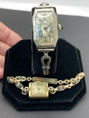 2 Antique Ladies Watches * GRUEN With Cracked Face * Boulevard 1/20 12K GF
