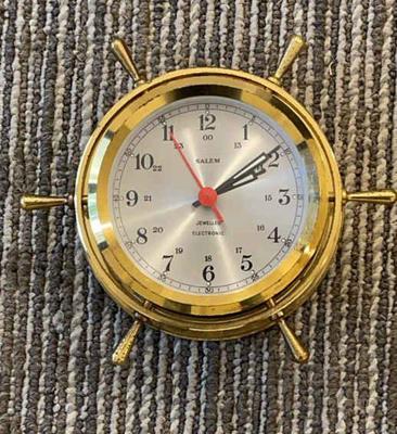 Salem Clock Co. Jeweled Electronic Ship Wheel Clock
