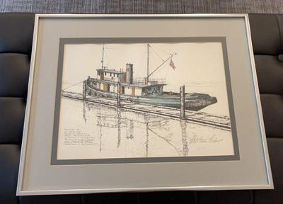 N.A. Foraker Pen & Ink Thea Foss Tugboat * Boat Art Picture Numbered & Signed
