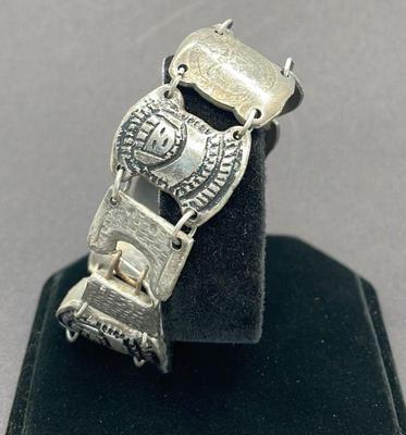 900 Sterling Silver 10 Centavos Link Bracelet
