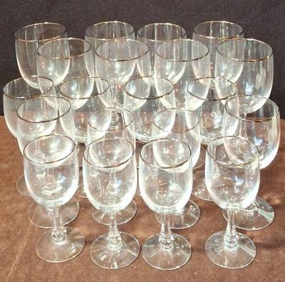 Silver Rimmed Set Of Glasses * 8 Wine * 6 Sherry/Dessert Wine * 6 Cordial
