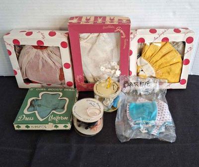 Sale Photo Thumbnail #69: Vintage Doll Clothes * Girl Scouts * Barbie * 2 Boxes Nancy Ann Storybook * Vogue Dolls Inc. *
