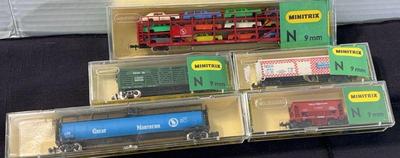 5 N Scale Minitrix Mini Trains, Never Used * Great Northern, Santa Fe, Ralston
