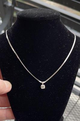 14K 585 Italy White Gold Chain With 14KP Pendant
