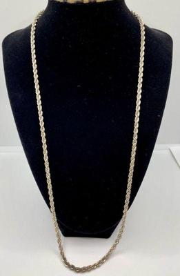 Heavy 24” Sterling Silver Twist Chain Necklace
