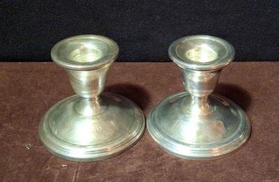 Pair Of Sterling Silver Candlesticks * Weighted

