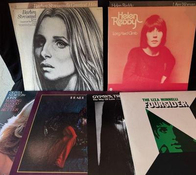 8 Vintage 1970s Albums * 2 Helen Reddy * 2 Barbra Streisand * Cher * Olivia Newton John *
