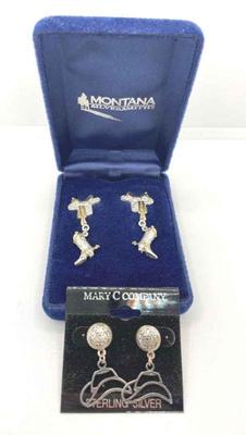 Montana Silversmiths Saddles and Boots Pierced Earrings * Cowboy Hat Sterling Silver Earrings
