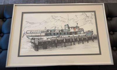 N.A. Foraker Thea Foss Tugboat * Boat Art Pen & Ink Picture Numbered 9/200 & Signed
