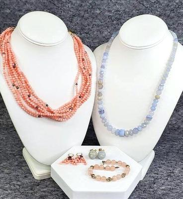 Coral and blue agate