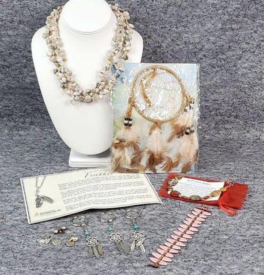 Native american gem stone, shell jewelry