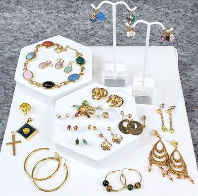 Birthstone charms gold leaf charm, scarab jewelry, earrings