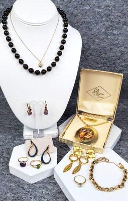 Rings locket, earrings, beads, necklaces