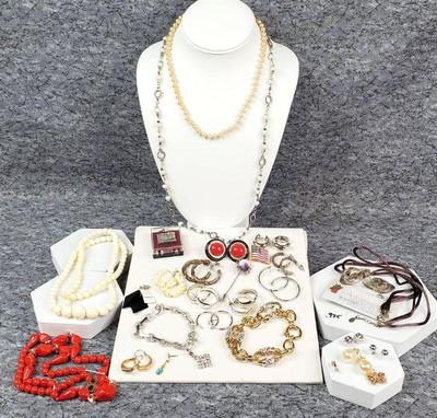 Earrings beads, .925, pins, necklaces