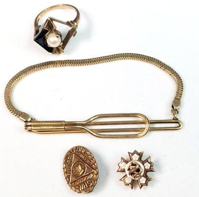 10k collegiate pins tie clip, ring