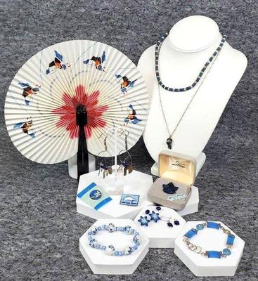 Bracelets pins, earrings, necklaces