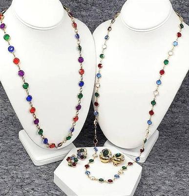 Swarovski kenneth jay lane '80s crystal bezel jewelry