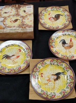 Petite provence rooster plates