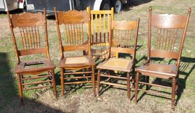 6 antique oak kitchen chairs