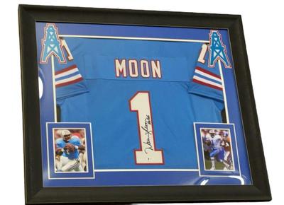 Warren Moon “1” Framed Autographed Football Jersey * Pro Football Hall Of Fame
