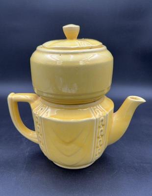 Vintage Yellow Teapot With Top Herb Steeper
