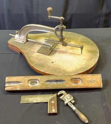 Vintage Glass Cutter with Craftsman & Stanley Tools * Level * Stilson Pipe Wrench
