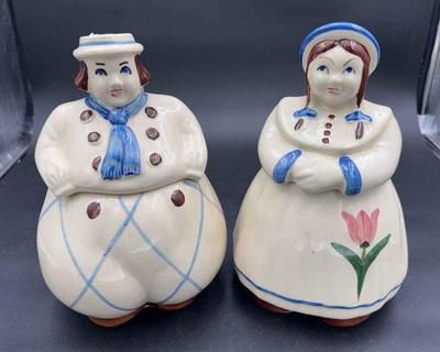 Vintage Shawnee 11” Happy Dutch Boy & Dutch Girl Cookie Jars
